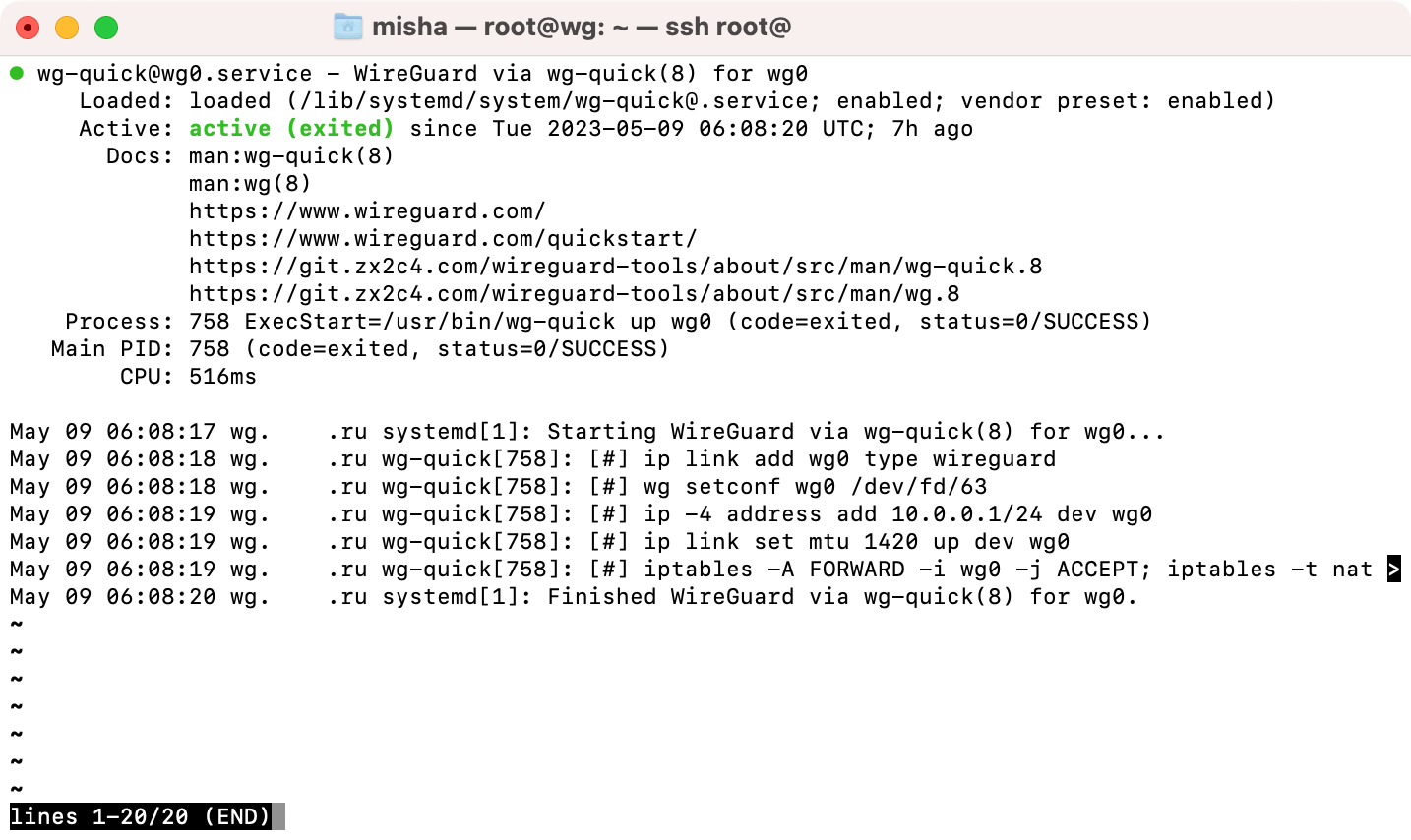 Wireguard Active Exited in Ubuntu 22.04